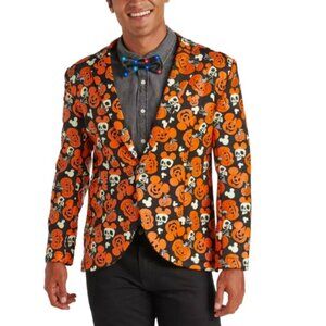 DISNEY Mickey Mouse Pumpkin Glow In The Dark Blazer & Light Up Satin Bow S/M NWT